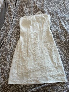Princess Polly Strapless White Floral Appliqué Mini Dress